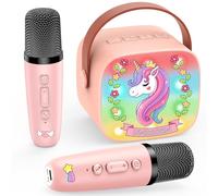 Micro Karaoke Enfant avec 2 Micros sans Fil, Cadeau Jouet Fille 3-12 Ans | Kit Karaoké Microphone Bluetooth avec DSP et Lumières LED, Licorne Micro Enfant pour Chanter Cadeau Enfants Anniversaire
