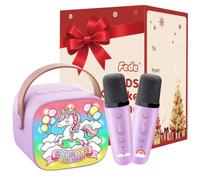 Micro Karaoke Enfant avec 2 Micros sans Fil, Cadeau Jouet Fille 3-12 Ans | Kit Karaoké Microphone Bluetooth avec DSP et Lumières LED, Licorne Micro Enfant pour Chanter, Cadeau Enfants Anniversaire