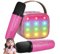 Micro Karaoke Enfant sans Fil avec 2 Micro, Ankuka Portable Karaoké Bluetooth avec Magique Voix Change et LED Lumière Qualité Sonore HiFi Mini Microphone Karaoké Complet pour Enfant Adult Fille Rouge