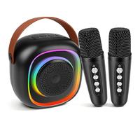 Micro Karaoke Enfant sans Fil avec 2 Micro, Portable Karaoké Bluetooth avec lumière LED et Effets de Changement de Voix Jouets de karaoké pour Enfants et Adultes HiFi Mini Microphone Karaoké Complet
