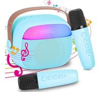 Micro Karaoke Enfant sans Fil avec 2 Micro, Portable Karaoké Bluetooth avec Magique Voix Change et LED Lumière Qualité Sonore HiFi Mini Microphone Karaoké Jouet Complet pour Fille Garçon Cadeau