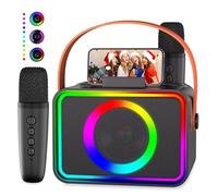 Micro Karaoke - Karaoke Adulte - 2400mA, 8W, Avec 2 Microphones sans Fil, 6 modes d'éclairage, BT5.3 - pour Adultes et Enfants