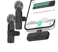 Micro lavalier sans fil USB C 2x micros + anti-vent extérieur Noir