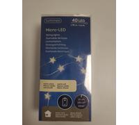 Micro LED S Guirlande Lumineuse Noël Déco 40 Étoiles Blanc Chaud Minuteur 95 CM