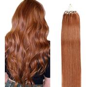 Micro lien Extensions de cheveux humains, Brun droit Micro boucle anneau cheveux vrais cheveux humains, Fish Line Hair Micro perle Extensions de cheveux, 100 brins, #30,24inch