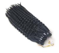 Micro Link Extensions de cheveux humains Vrais cheveux Fish Line Extensions de cheveux Micro Loop Ring Extensions de cheveux humains, Kinky Curly No Trace Invisible, 100G 100 brins,22 inch