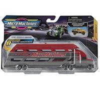 Micro Machines Kit de démarrage, Mini Transporteur Rouge - Comprend 2 véhicules, Un Camion et Une Voiture Exclusive, Chance de Rare - Collection de Voitures Jouets