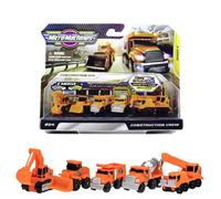 Micro Machines MMW0021 Construction Crew Pack avec 5 Plus de Voitures à thème de Collection - Petits véhicules, Grand Monde, Orange