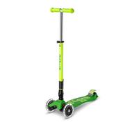 MICRO Maxi Deluxe Trottinette pliable à LED fluo - Hauteur réglable et pliable - L'original - Roues LED - Pliable - Pour garçons et filles de 5 à 10 ans - Vert Parrot