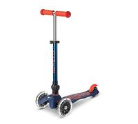 Micro | Mini Deluxe Pliable LED | Trottinette 3 Roues | Roues Avant LED | Guidon Ajustable | 2 à 5 Ans | Bleu Marine