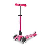 Micro | Mini Deluxe Pliable LED | Trottinette 3 Roues | Roues Avant LED | Guidon Ajustable | 2 à 5 Ans | Rose