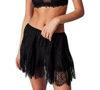 Micro mini jupe tutu en tulle taille haute pour femme - Jupe de danse vintage années 1950 - Jupe à volants en dentelle unie pour femme - Jupe de fête - Jupon, Noir , L