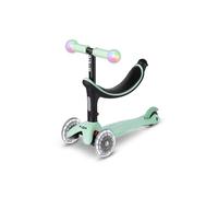 Micro™ mini2grow Deluxe LED Magic Planche avec siège et Barre de poussée, Roues Avant LED et poignées Lumineuses, Guidon réglable en Hauteur, à partir de 12 Mois, 4 Couleurs Disponibles