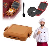 Micro Munchy Machine à toastie en silicone pour micro-ondes, 17 x 14 cm, avec sangles réglables en silicone, passe au lave-vaisselle, sans électricité, sans fil (orange)