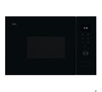 AEG OS5MG20EB - Micro-ondes encastrable, 20 L, 800 W, grill, écran LED, ouverture électronique, noir avec finition en acier inoxydable, anti-traces de doigts