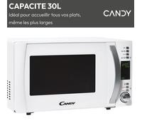 Micro-ondes Candy Essenza CMXW30DW 900W 30L Digital Blanc - Fonction Décongélation - 5 Niveaux de Puissance - 10 Menus Auto