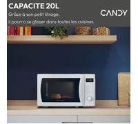 Micro-ondes Candy Idea CMWA20SDLW 700W Digital 20L Blanc - Fonction Décongélation - 5 Niveaux de Puissance - 8 Menus Automatiques