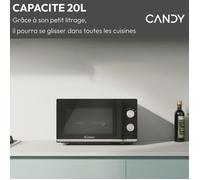 Micro-ondes Candy Moderna CMW20TNMB 700 W 20L Noir - Fonction Décongélation - Plateau Tournant en Verre - 6 Niveaux de Puissance