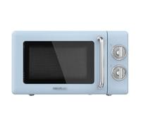 Cecotec Micro-Ondes Mécanique Proclean 3010 Retro Bleu. 20 L, 700 W en 6 niveaux, minuterie jusqu'à 30 minutes, mode dégivrage, design vintage bleu, finitions en acier.