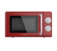 Cecotec Micro-Ondes Mécanique avec Grill Proclean 3110 Rouge Rétro, 20 L, 700 W sur 6 Niveaux, Minuterie jusqu'à 30 Minutes, Mode Décongélation, Design Vintage, Finitions Acier