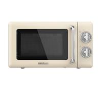 Cecotec Micro-ondes mécanique avec grill Proclean 3110 Retro Beige. 20 L, 700 W en 6 niveaux, minuterie jusqu'à 30 minutes, mode dégivrage, design vintage en beige, finitions en acier.