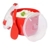Micro-Ondes Cuiseur à Riz| Parfait pour Cuire Le Riz, la Polenta et Le Couscous| Moyen 2,6 L| Non adhésif, sans avec Couvercle| Rouge/Transparent Micro-Ondes Cuiseur à Riz| Parfait pour Cuire Le Riz,