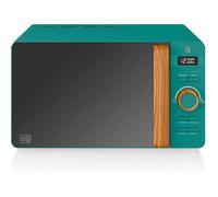 Swan Nordic Micro-ondes numérique 20 L, 6 niveaux de fonctionnement, 800 W de puissance, minuterie 30 min, nettoyage facile, mode dégivrage, design moderne, poignée effet bois, vert mat