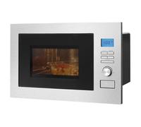 Bomann MWG3001HEB Micro-ondes encastrable 3 en 1 avec grill et air chaud, écran LCD, 8 programmes automatiques, fonction minuterie, espace de cuisson 25 l, intérieur en acier inoxydable, argenté
