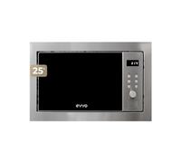 Micro-ondes intégrable EVVO Mi35 Inox, 25 l de capacité, grill 1000 W, porte et cadres effet brillant, multifonction, 8 fonctions, minuterie 60 minutes, affichage numérique (finition inox)
