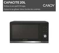 Micro-ondes Gril Candy Moderna CMGA20TNDB 700W 20L Digital Noir - Fonction Décongélation - 11 Niveaux de Puissance - 19 Menus Auto