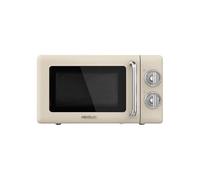 Cecotec Micro-Ondes Mécanique Proclean 3010 Retro Beige. 20 L, 700 W en 6 niveaux, minuterie jusqu'à 30 minutes, mode dégivrage, design vintage en beige, finitions en acier.