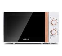 MEDION Micro-ondes (aspect bois, 20 litres, 700 watts, porte miroir, 5 niveaux de puissance, fonction décongélation, minuterie, MD10596) blanc
