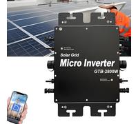 Micro Onduleur de Réseau 1600w/1800w/2000w/2400w/2800w, Onduleur Panneaux Solaires Plug & Play, Intelligent Mppt Étanche IP65, avec Système de Surveillance de Téléphone Mobile WiFi Black-2400W