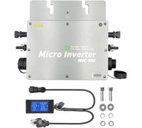Micro Onduleur Solaire Etanche Raccordement au Reseau IP65 MPPT Entr¿¿e PV DC28-50V Sortie CA240V pour Panneau 30V 36V 600W-220V-LCD