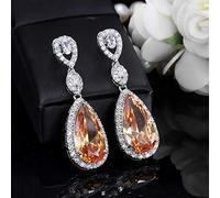Micro Pave Water Drop Crystal Long Boucles d'oreilles pour les femmes avec des pierres de zircon s'installant