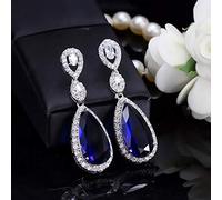 Micro Pave Water Drop Crystal Long Boucles d'oreilles pour les femmes avec des pierres de zircon s'installant