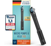 Micro Pompe À Vélo Ted - Pour Toutes Les Valves 8,3 Bar / 120 Psi Pression Max. I Fonction Télescopique Efficace I Pompe À Air En Aluminium Fraisé Cnc I Pour Valves Presta, Schrader Et Dv