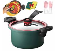Micro Pressure Crock Pot, Multi Functional Large Capacity Non Stick Pressure Cooker, 2026 New Kitchen Vacuum Micro Pressure Stock Pot with Visual Lid & Twist Lock Handles for Gas, Induction (Green)