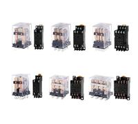 Micro relais électromagnétique intermédiaire haute puissance, 5 pièces, avec Base de prise AC 220V DC 12V 24V HH52P HH53P HH54P HH62P HH63P HH64P(AC (5PCS),HH64P 12V)