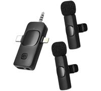 Micro sans Fil, 2PCS Micro Cravate sans Fils pour iOS/Android/PC, Microphone Plug-Play Professionnel, avec Réduction Intelligente de Bruit,Pour Enregistrement,Diffusion en Direct,Youtube,TikTok