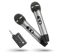 Micro sans Fil, Micro Avec Connexion Par Puce Individuelle, Autonomie de 40 h, Réception à 60 m, Microphone à Tube Semi-Métallique Pour Chant, Enregistrement Vidéo, Soirées à Domicile (Gris)