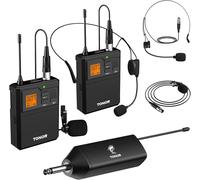 Micro Sans Fil Uhf Avec Double Microphones Casqueà/Micro Cravate, Transmetteur Bodypack Et Mini Récepteur Rechargeable Sortie 6,35 Mm, 60M Pour Des Performances En Direct Conférence Enseignement