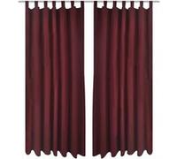 2 pcs Rideau à Passant Micro Satin Bordeaux 140 x 225 cm