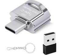 Micro SD Card Reader, USB C TF Card Reader, USB C to TF Memory Card Reader with USB C to USB Adapter for Macbook, Laptops, Android Phones, Silver