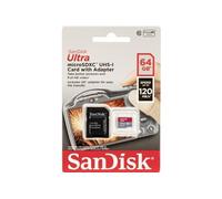 SanDisk Carte microSD Ultra 64GB SDXC avec adaptateur UHS-I Classe 10 U1 140MB