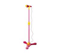 Micro sur Pied Rose réglable : 55 à 110 cm - Haut Parleur Fleur - Effets Lumineux et sonores - Set Instrument Musique Fille et Carte