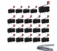 Micro Switch en Plastique 220V avec Levier à Rouleau SPDT | Micro Interrupteur de Fin de Course 1NO 1NC | Interrupteur Miniature 5A pour Électronique et Machines 3 polig，switch opener (20 Pièces)