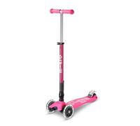 Micro® Maxi Deluxe Pliable LED Trottinette 3 Roues 5-12 Ans, Poids 2,5 kg, Charge Max 70 kg, Hauteur 67-91 cm, Plateforme antidérapante en polypropylène (Flexible, Haute résistance) (Rose)