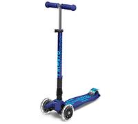 Micro | Trottinette Enfant Maxi Deluxe Pliable LED | Trottinette 3 Roues | Guidon Ajustable | Roues Lumineuses | 5-12 Ans | Navy