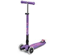 Micro | Trottinette Enfant Maxi Deluxe Pliable LED | Trottinette 3 Roues | Guidon Ajustable | Roues Lumineuses | 5-12 Ans | Violet